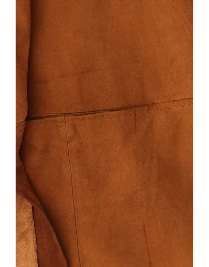 Casaco de couro oversized feminino vintage Reino Unido 20 2XL couro marrom