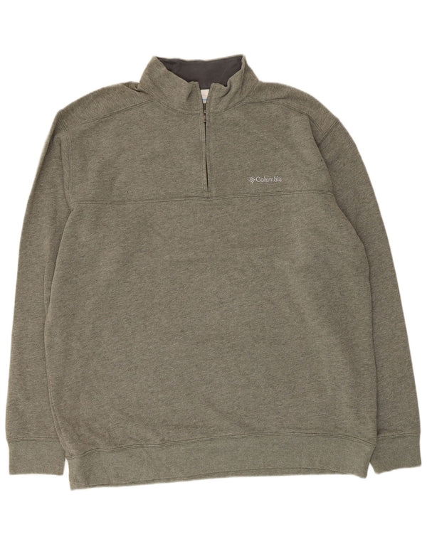 Suéter Columbia masculino com zíper e gola XL de algodão cáqui