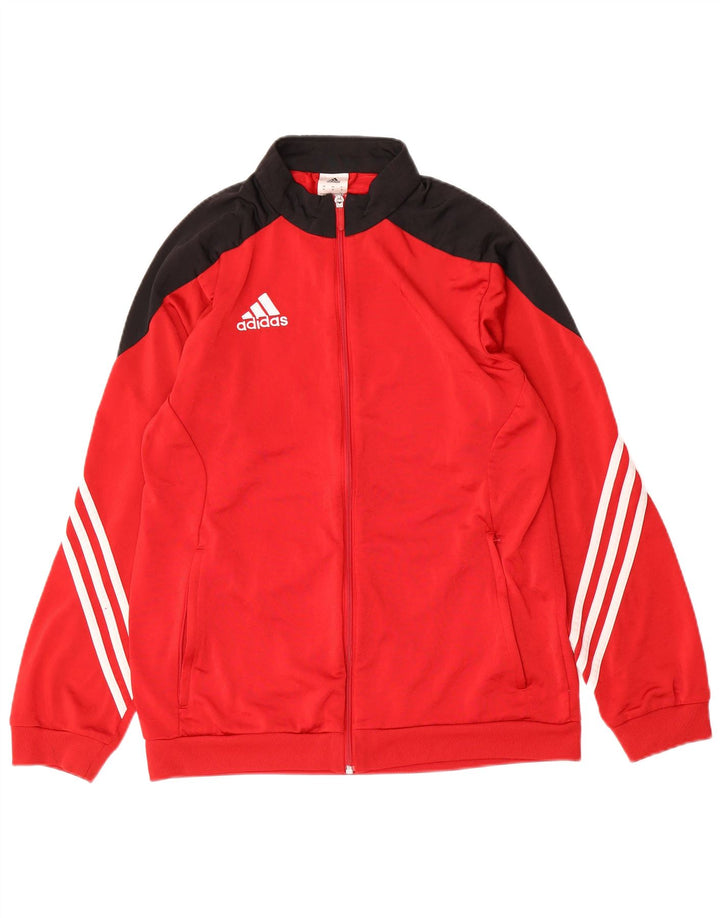 Adidas Mens Treino Top Jaqueta Médio Vermelho Colorblock Poliéster