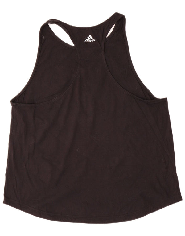 Adidas Womens Graphic Vest Top UK 24/26 2XL Algodão Preto