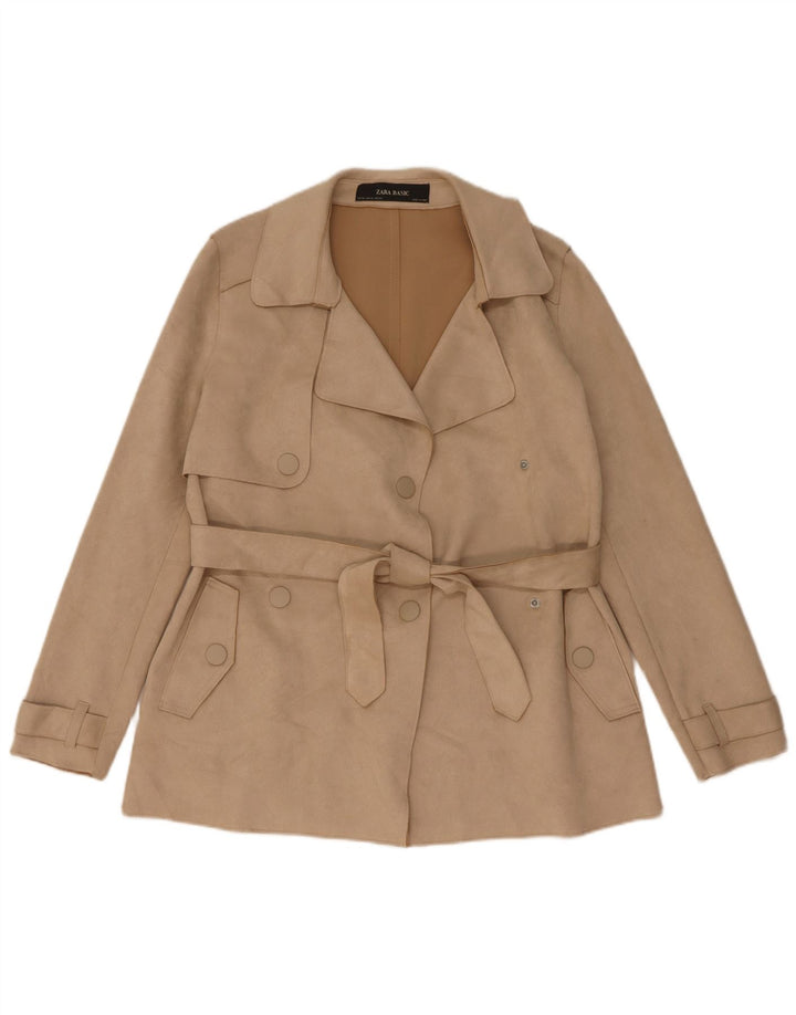 Casaco impermeável feminino Zara UK 6 XS poliéster bege