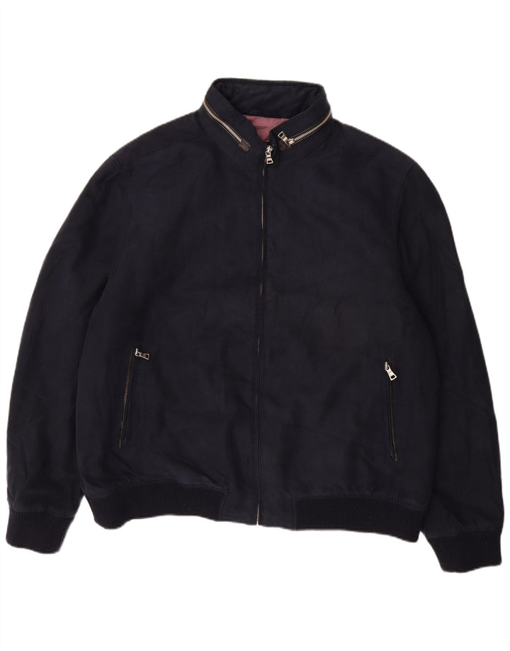Jaqueta bomber masculina vintage UK 44 2XL azul marinho