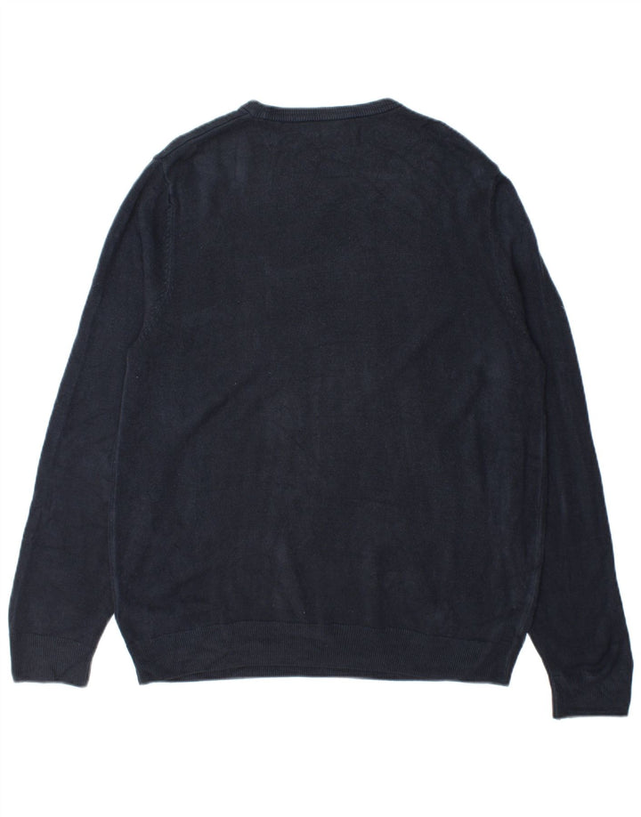 Suéter masculino Marks & Spencer com gola redonda grande acrílico azul marinho