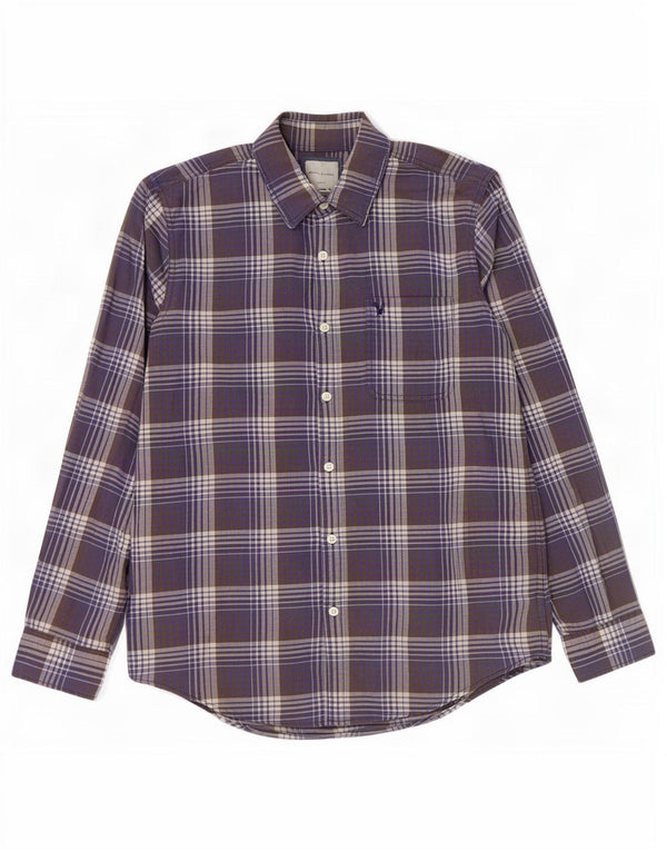 American Eagle Camisa masculina de flanela slim fit grande algodão xadrez azul marinho