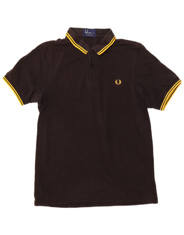 FRED PERRY Camisa polo masculina slim fit de algodão preto médio