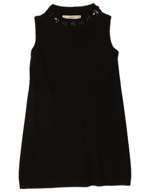 Zara vestido feminino sem mangas sem mangas UK 12 médio preto acrílico