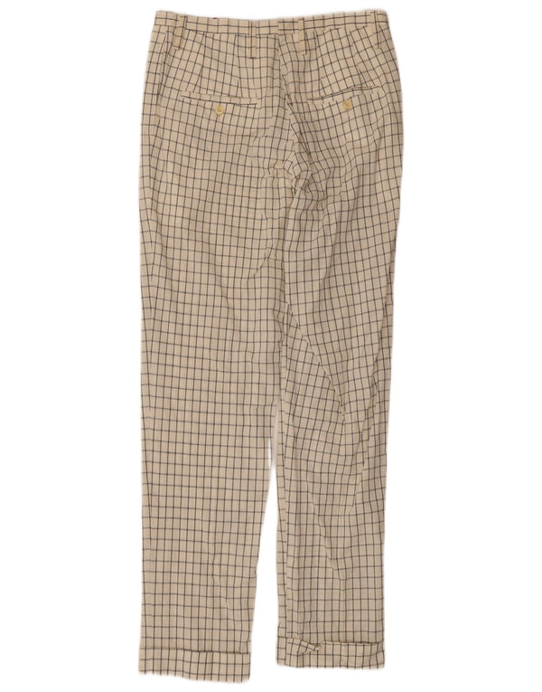 Calça Chino Reta Feminina Vintage IT 44 Médio W30 L31 Off White Check