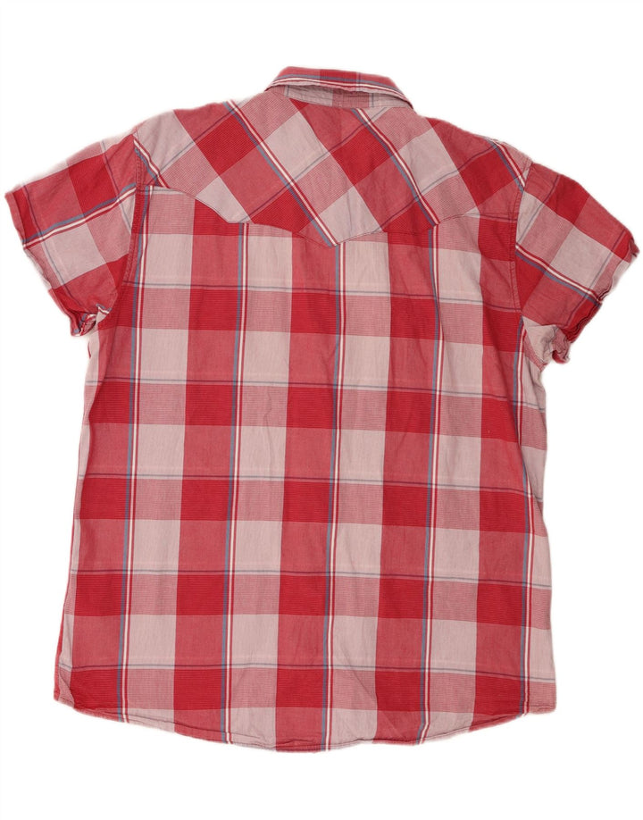 Camisa masculina de manga curta WRANGLER regular fit 3XL algodão xadrez rosa