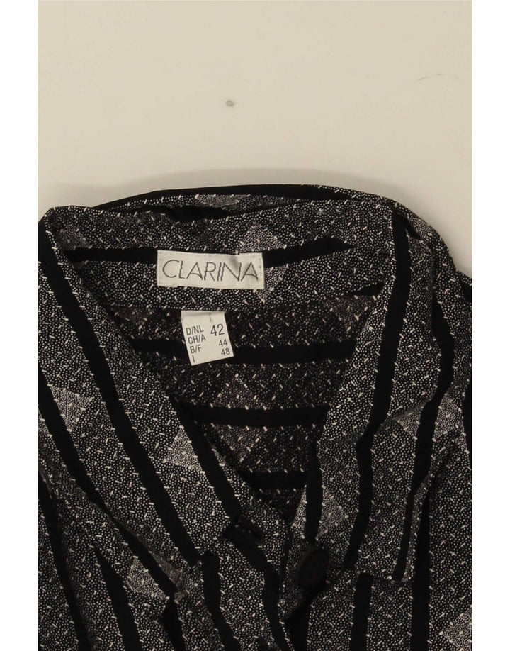Camisa feminina vintage UK 16 listrada preta grande