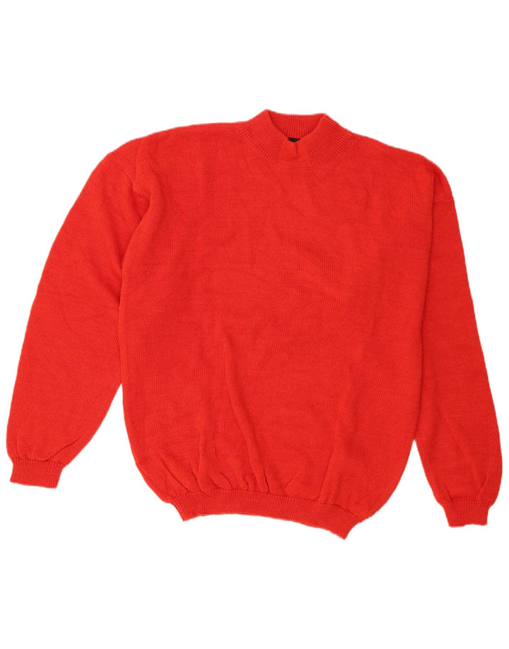Suéter vintage masculino com gola tartaruga Lã vermelha média