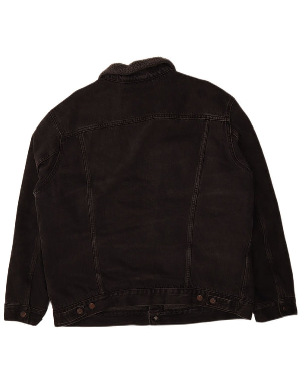Jaqueta jeans masculina Levi's Sherpa UK 44 2XL algodão preto