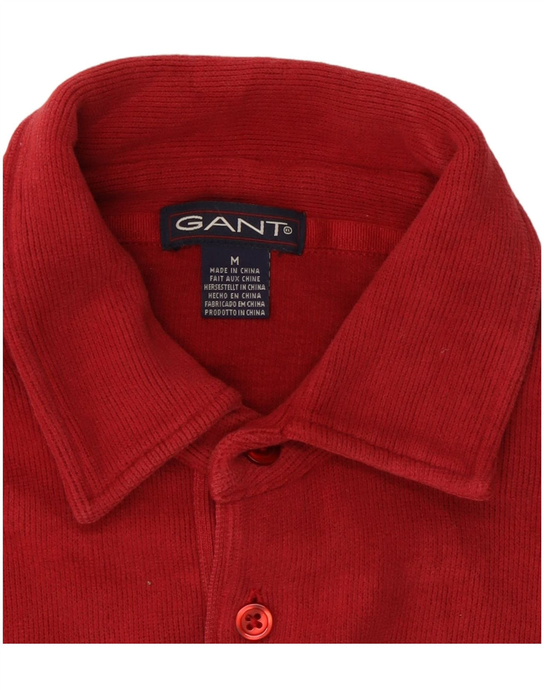 Suéter masculino Gant com gola polo e algodão vermelho médio