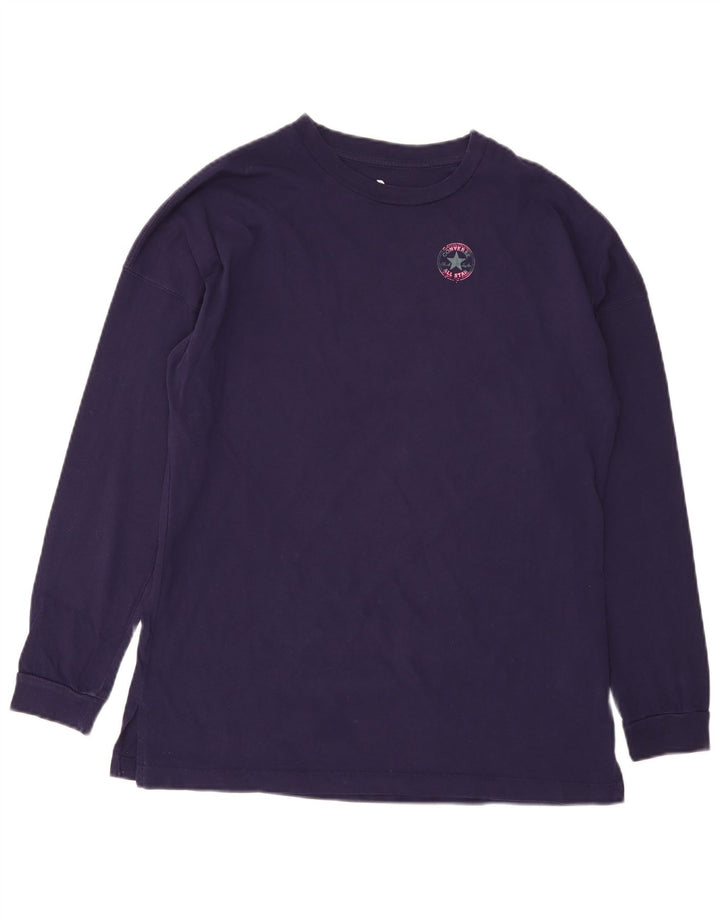 Top feminino CONVERSE manga comprida UK 14 algodão roxo médio