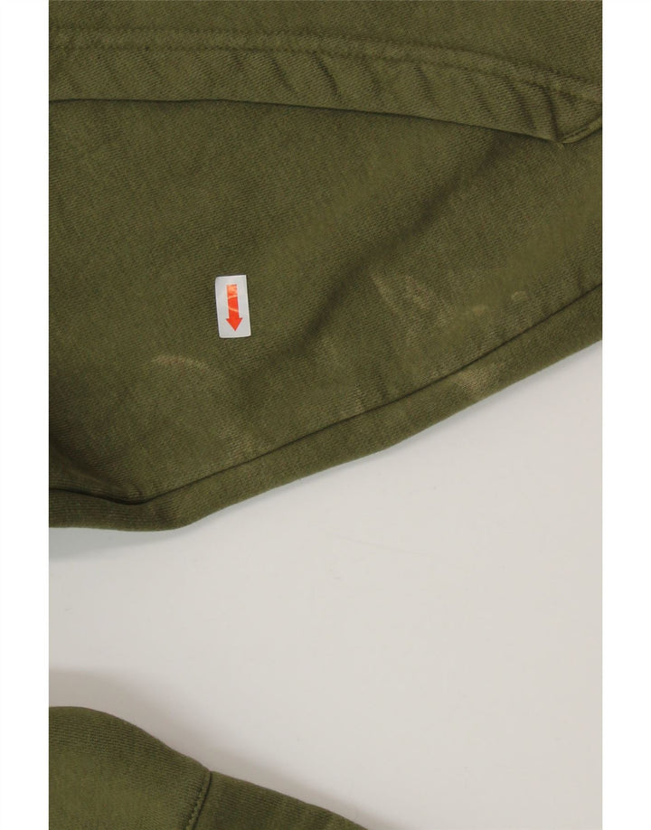 ADIDAS Mens Graphic Hoodie Jumper XS Khaki Colourblock Algodão