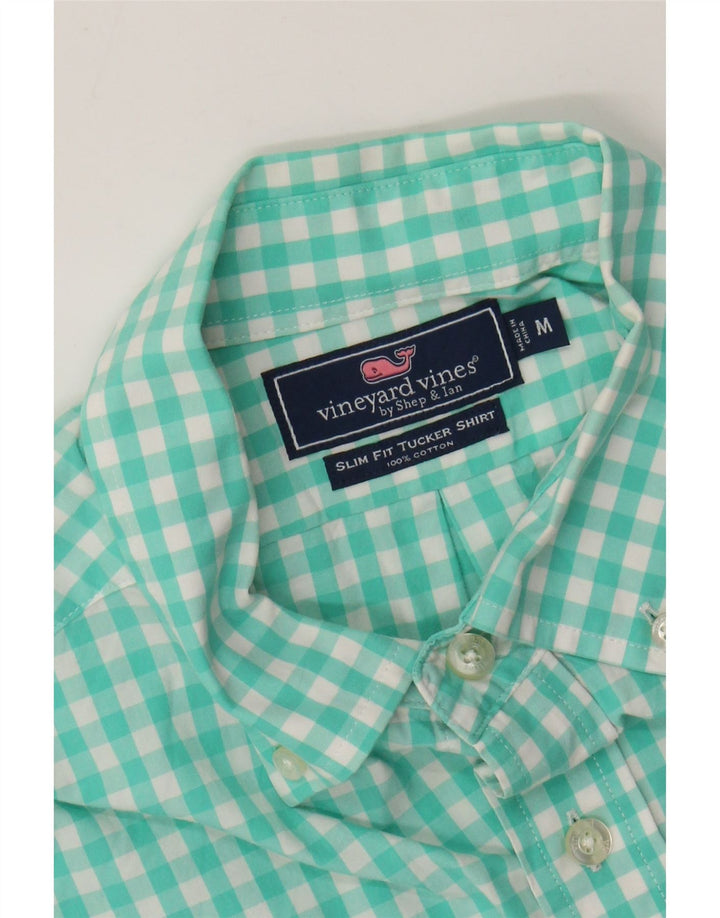 VINEYARD VINES Camisa masculina slim fit médio turquesa algodão guingão