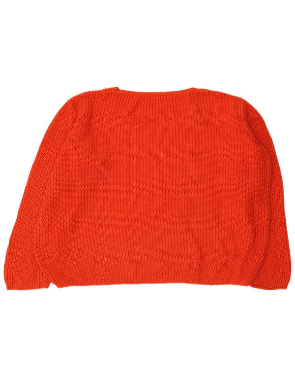 Topshop Suéter feminino superdimensionado com gola canoa Reino Unido 14 grande laranja