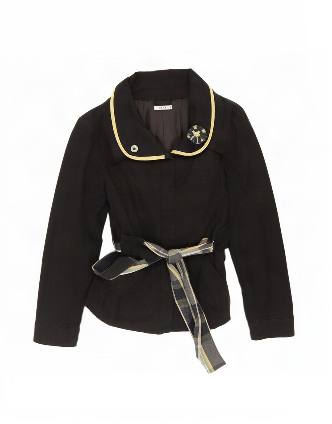 Sobretudo curto feminino Vila UK 10 pequeno algodão preto