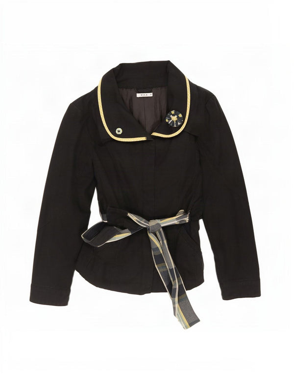 Sobretudo curto feminino Vila UK 10 pequeno algodão preto