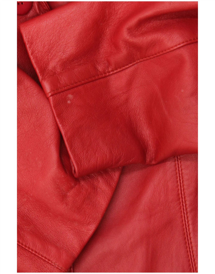 Jaqueta blazer de couro feminina vintage com 3 botões IT 46 couro vermelho grande