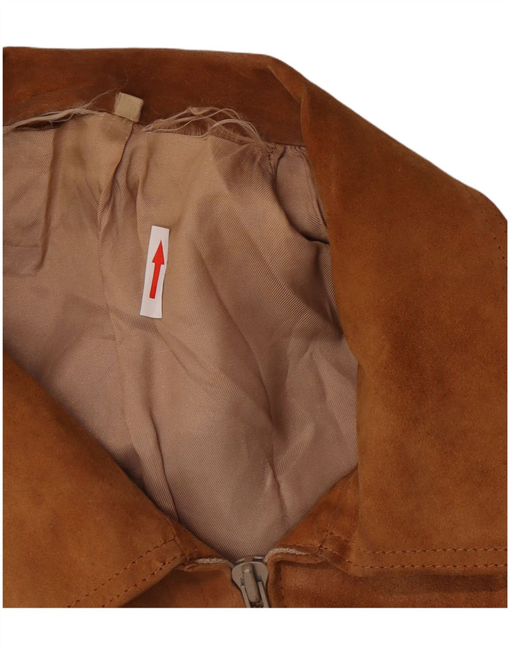 Jaqueta bomber masculina vintage de camurça UK 38 marrom médio