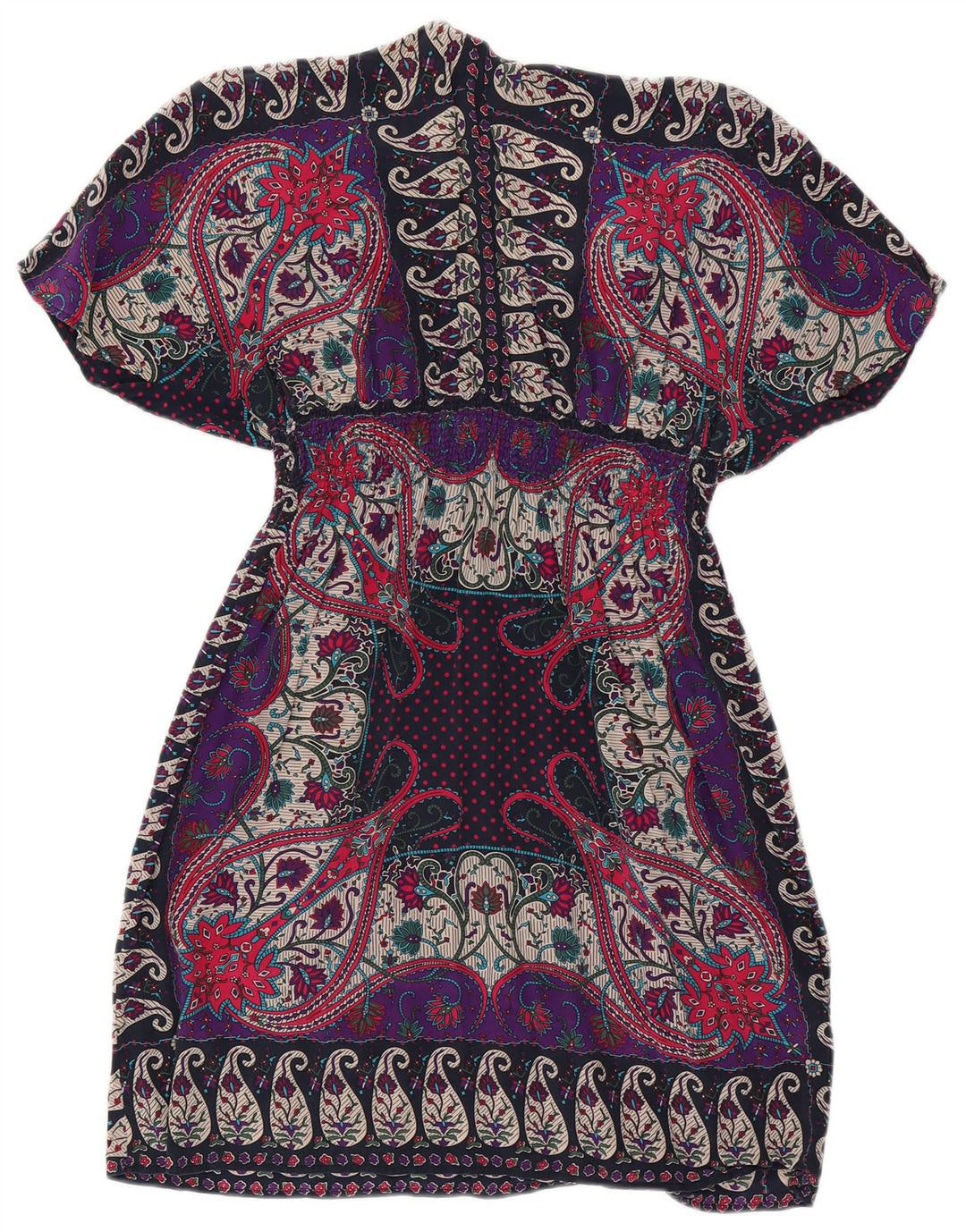 Vestido kaftan feminino Warehouse UK 12 médio multicolorido paisley seda