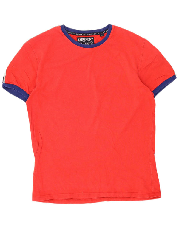 Camiseta gráfica masculina Superdry Top grande algodão colorblock vermelho