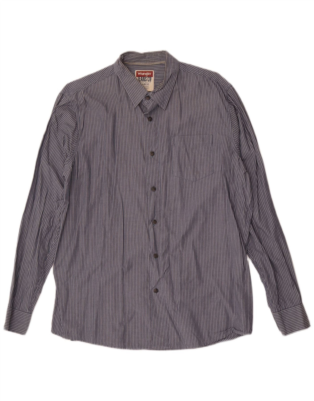 Camisa masculina Wrangler grande algodão listrado azul marinho
