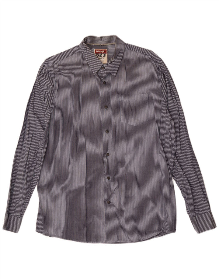 Camisa masculina Wrangler grande algodão listrado azul marinho