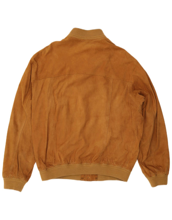 Jaqueta bomber masculina vintage de camurça IT 56 3XL couro marrom