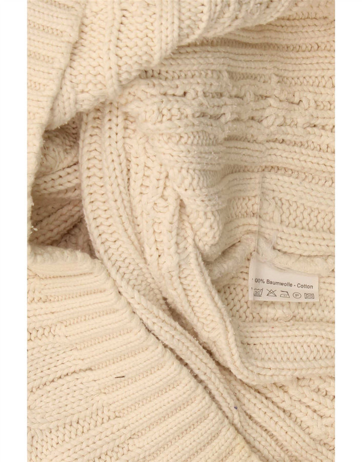 Suéter vintage masculino com gola redonda Jumper algodão bege grande