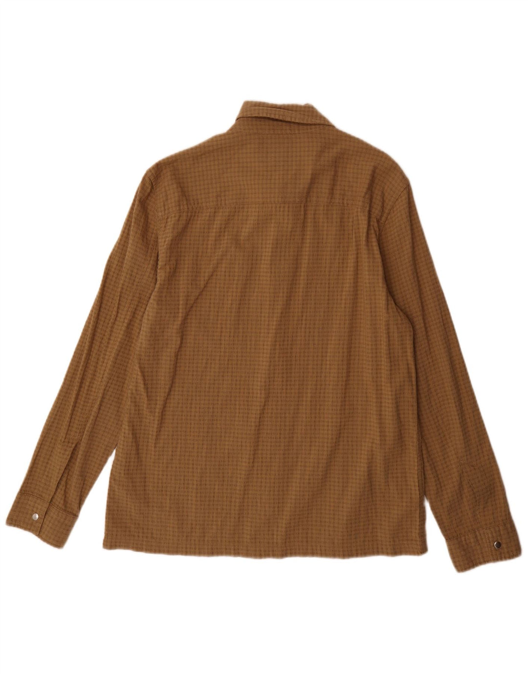 Camiseta masculina Marks & Spencer de algodão xadrez marrom médio