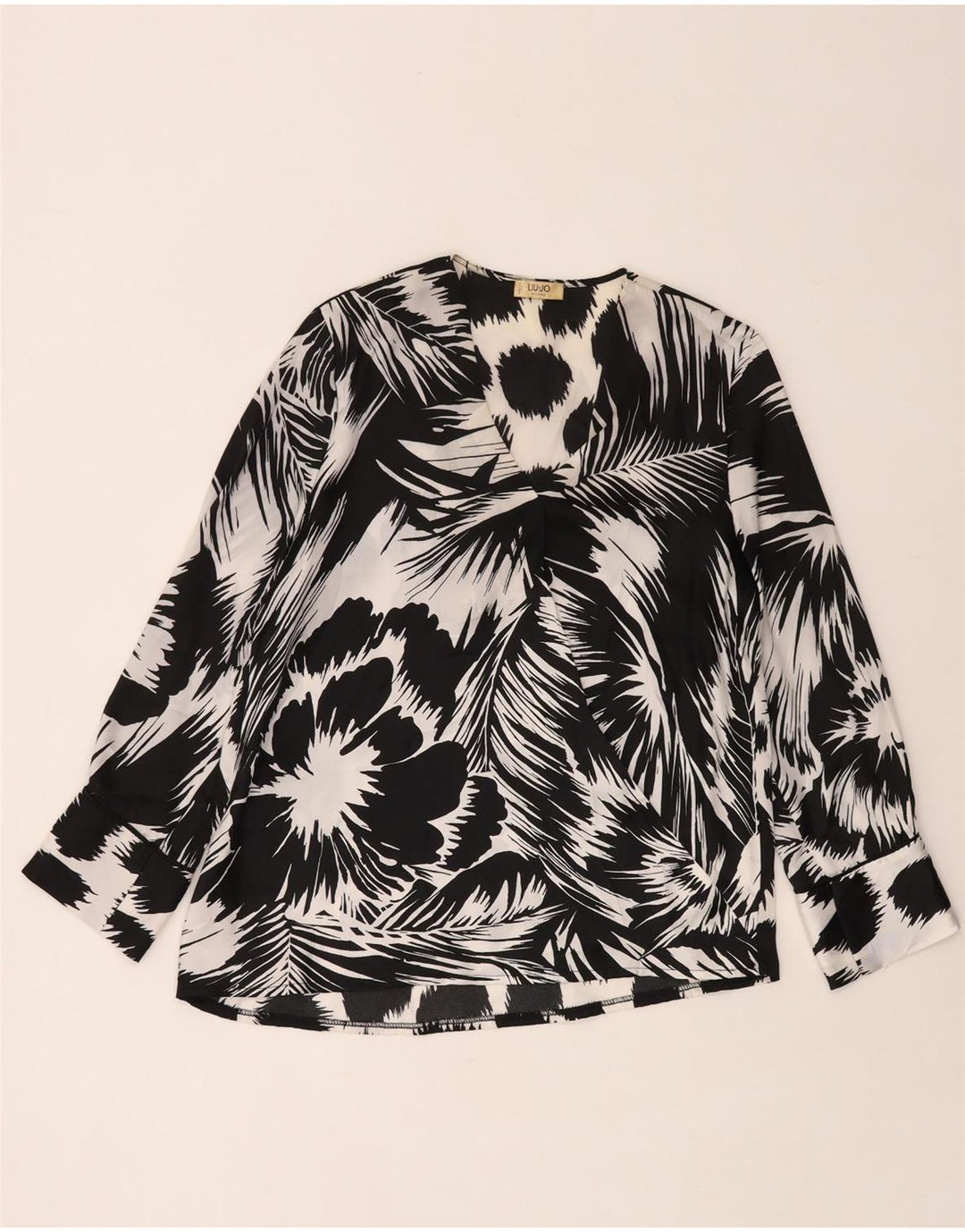 Blusa feminina de manga comprida Liu Jo UK 14 médio preto floral