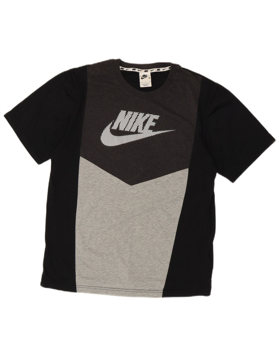 Camiseta Nike masculina gráfica Top médio preto colorblock algodão