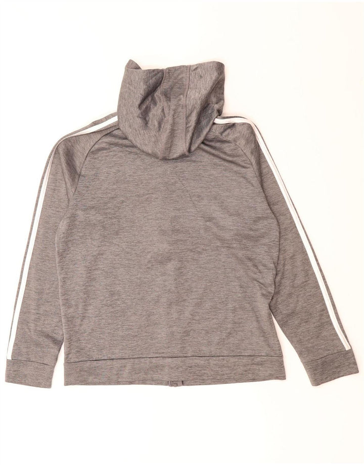 ADIDAS Boys Zip Hoodie Sweater 15-16 Years XL Grey Polyester