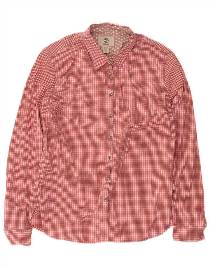Camisa Slim Fit Feminina Timberland EU 42 Grande Algodão Gingham Vermelho