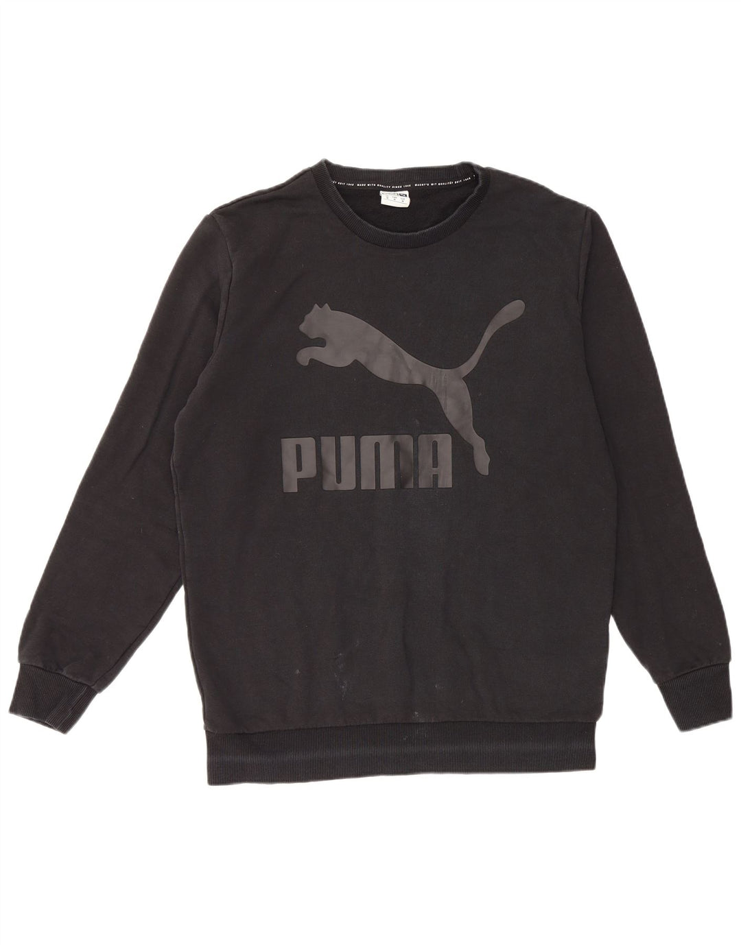 PUMA Mens Graphic Moletom Jumper Médio Algodão Preto