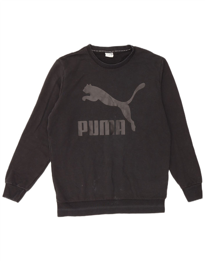 PUMA Mens Graphic Moletom Jumper Médio Algodão Preto