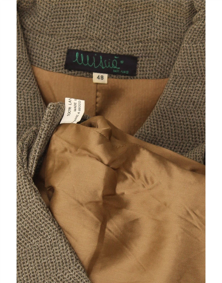 Jaqueta blazer feminina vintage com peito duplo IT 48 XL lã cinza