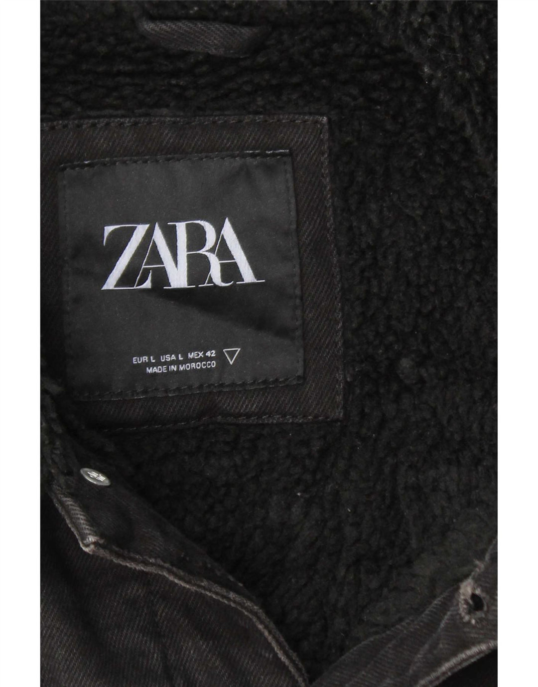 Zara Mens Denim Sherpa Jacket UK 40 Grande Poliéster Preto