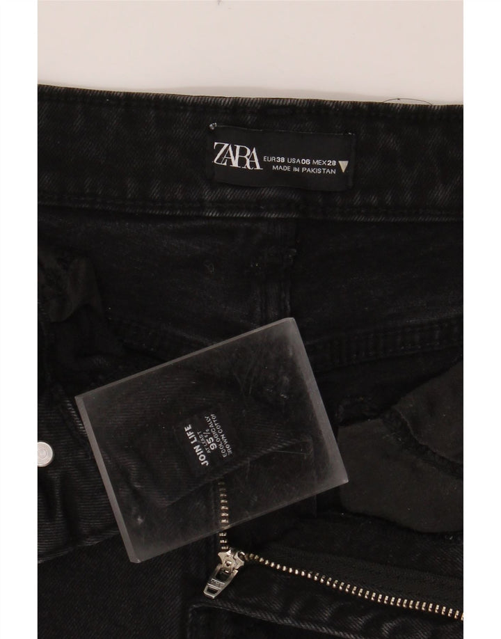 ZARA Womens Cropped Jeans EU 38 Small W28 L25 Black Cotton