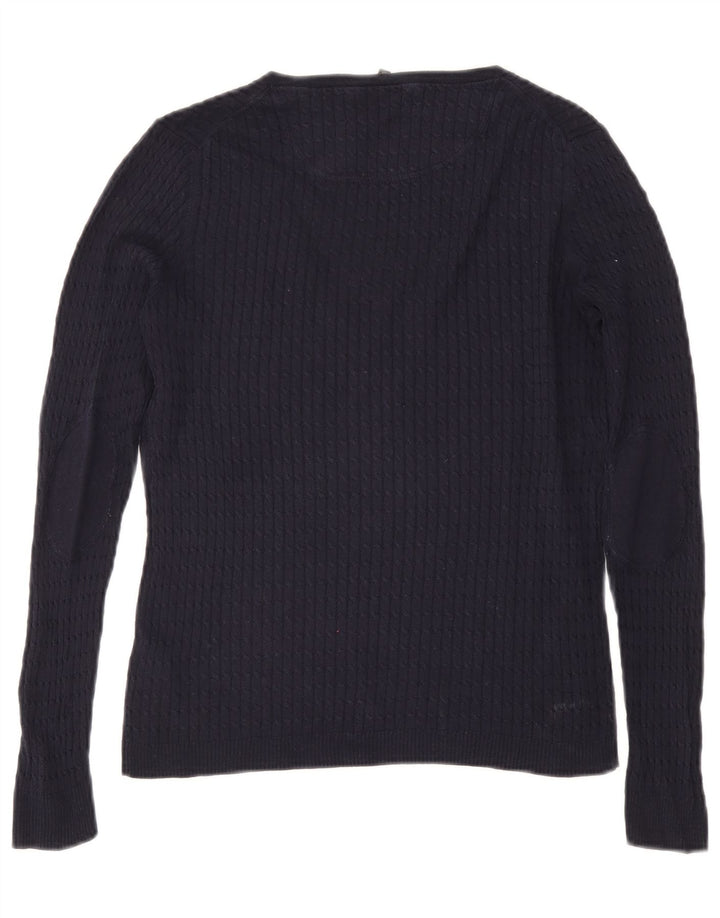 Suéter feminino Massimo Dutti com decote em V Reino Unido 14 grande seda azul marinho