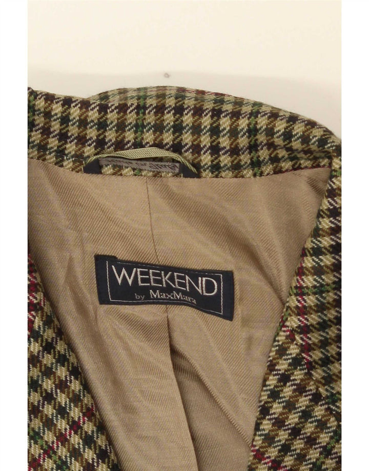 Max Mara Jaqueta blazer feminina de fim de semana Reino Unido 16 grande verde houndstooth