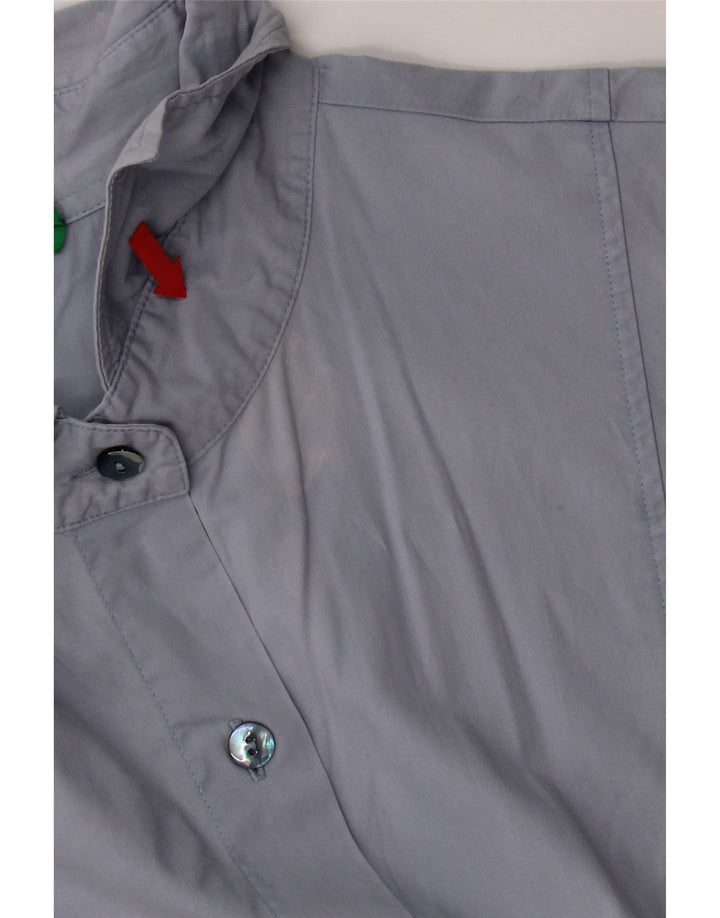 Camisa feminina de manga curta Benetton UK 12 azul médio