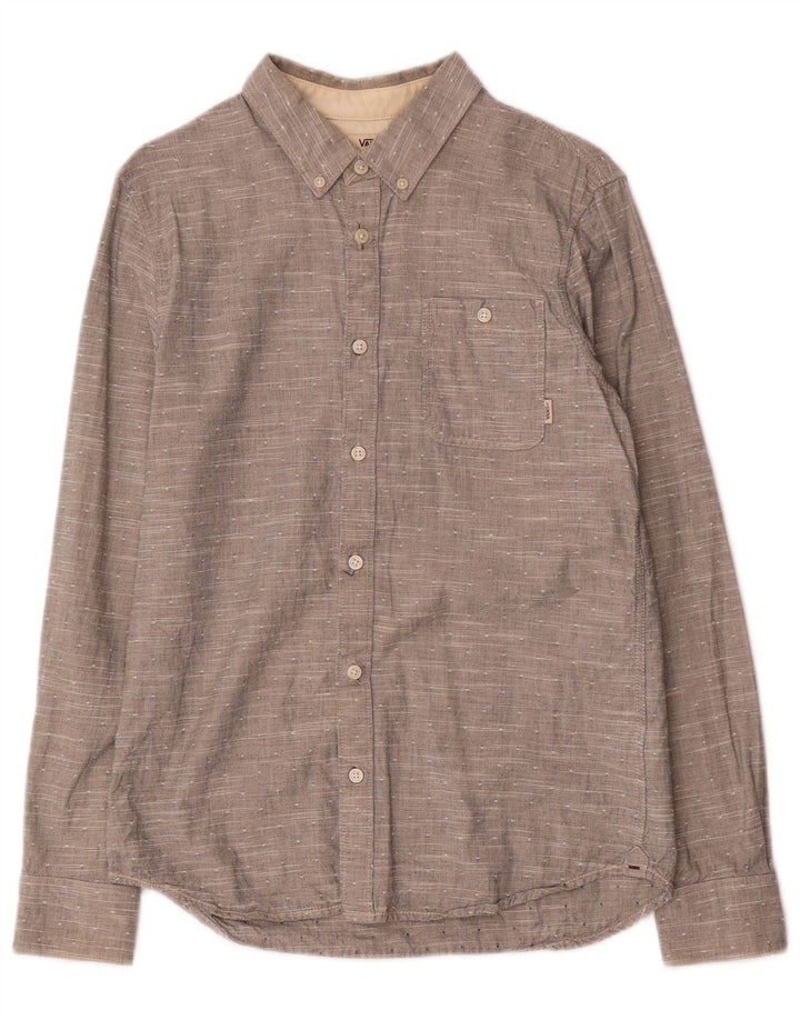 Camisa masculina Vans pequena cinza manchada de algodão
