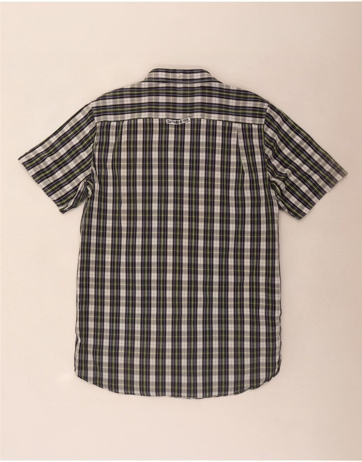 Camisa masculina Superdry de manga curta média xadrez multicolorida de algodão