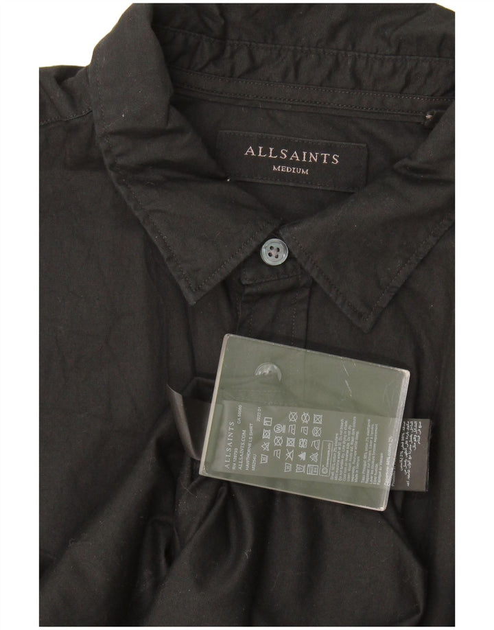 Camisa masculina All Saints de algodão preto médio