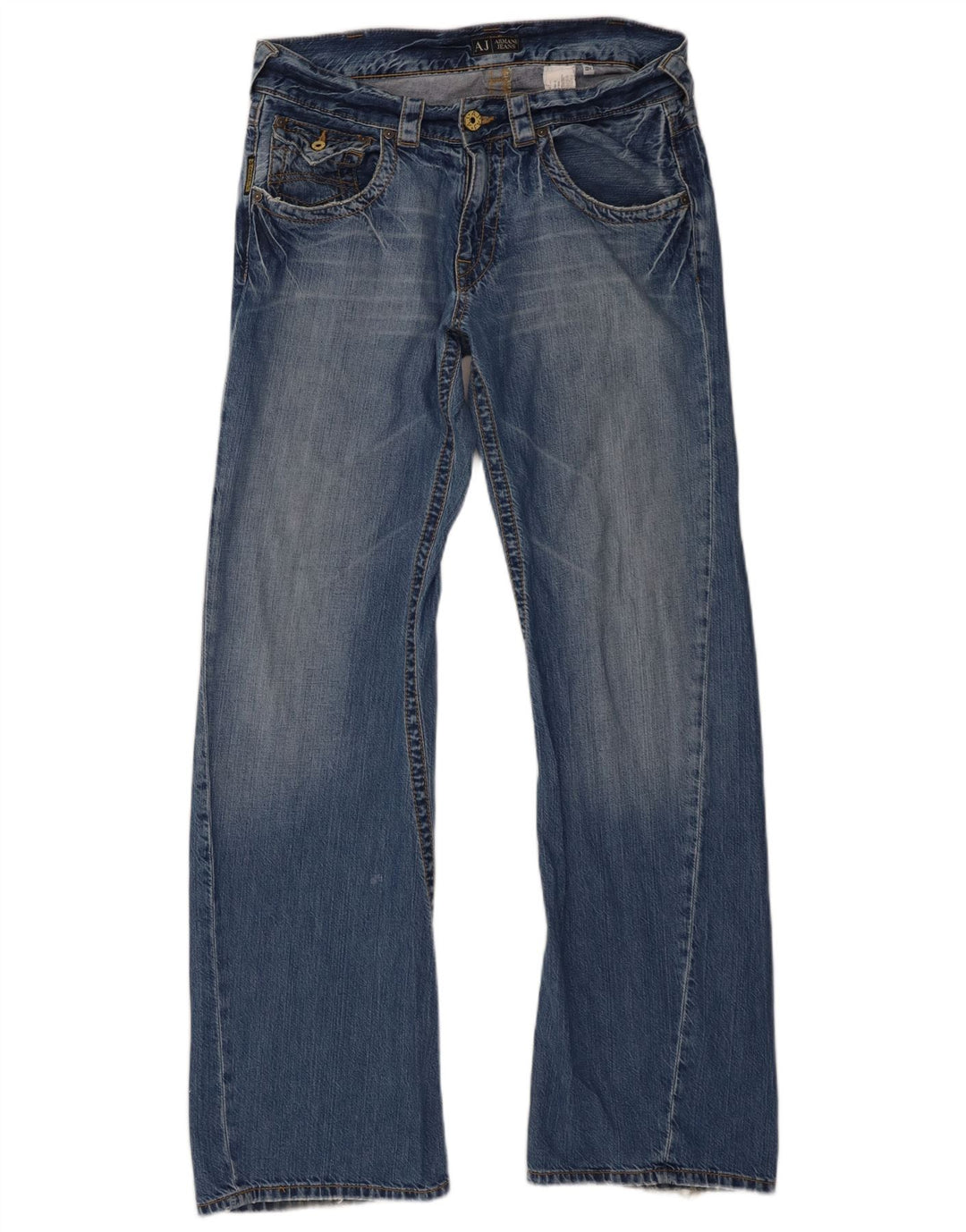 Armani feminino bootcut jeans W33 L33 azul algodão