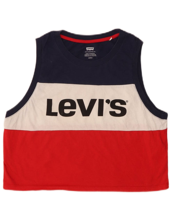 LEVI'S Womens Crop Graphic Vest Top UK 10 Pequeno Listrado Multicolorido