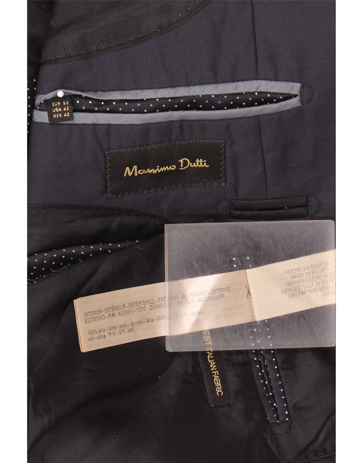 Jaqueta blazer masculina Massimo Dutti com 2 botões UE 52 grande lã azul marinho