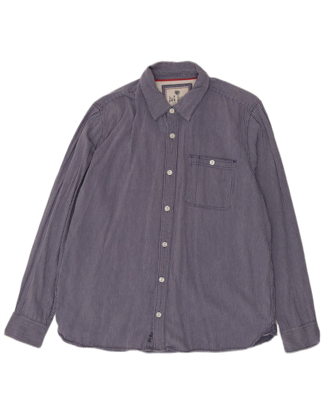 Camisa masculina Fat Face XL algodão risca de giz azul